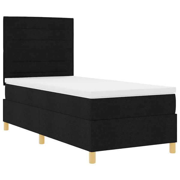 vidaXL Lit coffre à ressorts LED avec matelas Tissu Noir 100 x 200 cm