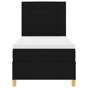 vidaXL Lit coffre à ressorts LED avec matelas Tissu Noir 100 x 200 cm