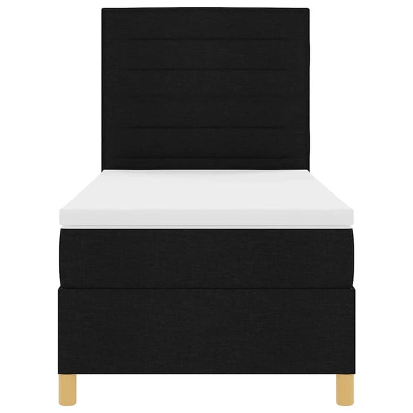 vidaXL Lit coffre à ressorts LED avec matelas Tissu Noir 100 x 200 cm