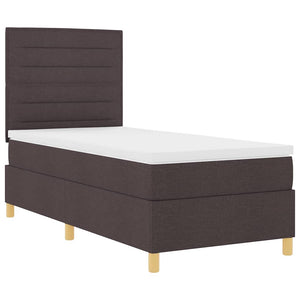 vidaXL Lit coffre LED avec matelas Marron foncé 100 x 200 cm Tissu
