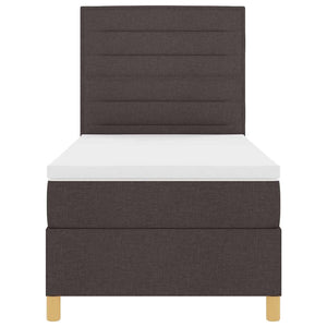 vidaXL Lit coffre LED avec matelas Marron foncé 100 x 200 cm Tissu