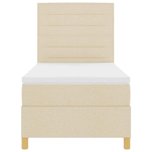 vidaXL Lit boxspring LED avec matelas crème 100 x 200 cm Tissu