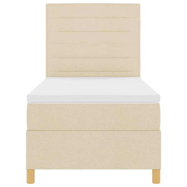 vidaXL Lit boxspring LED avec matelas crème 100 x 200 cm Tissu