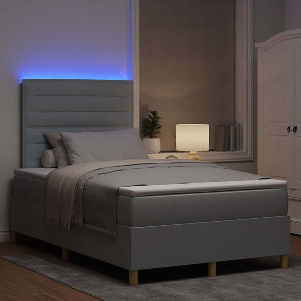 LED Boxspringbett mit Matratze Hellgrau 120x190cm