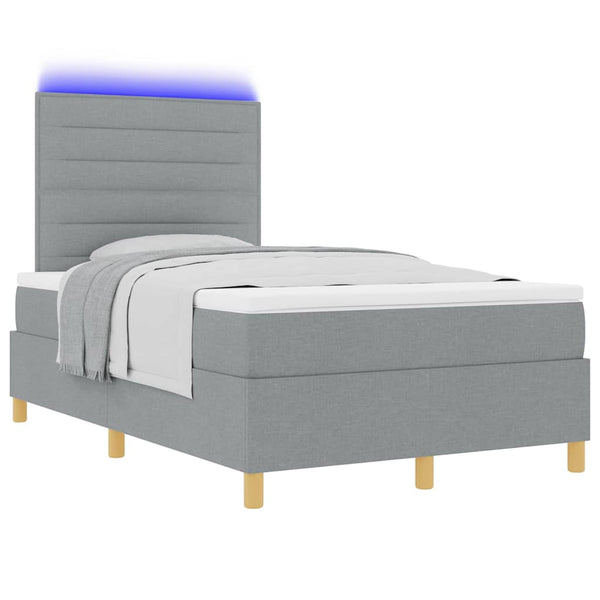 LED Boxspringbett mit Matratze Hellgrau 120x190cm