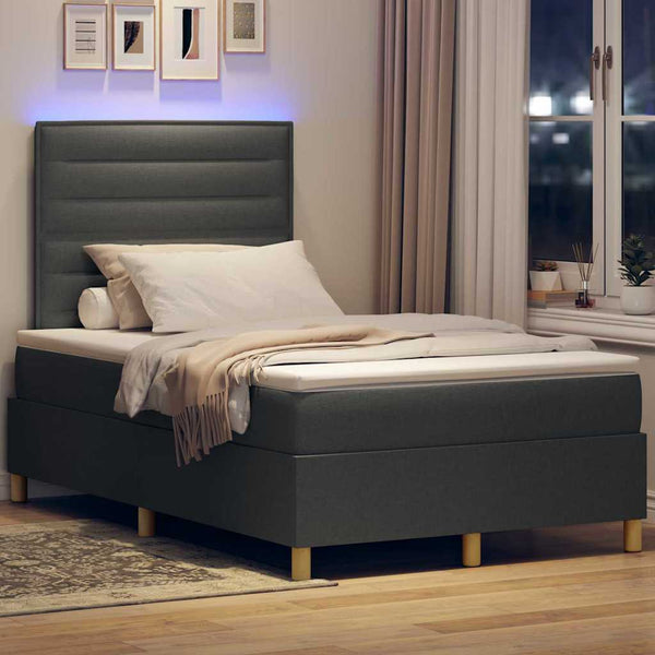 LED Boxspringbett mit Matratze Dunkelgrau 120x190