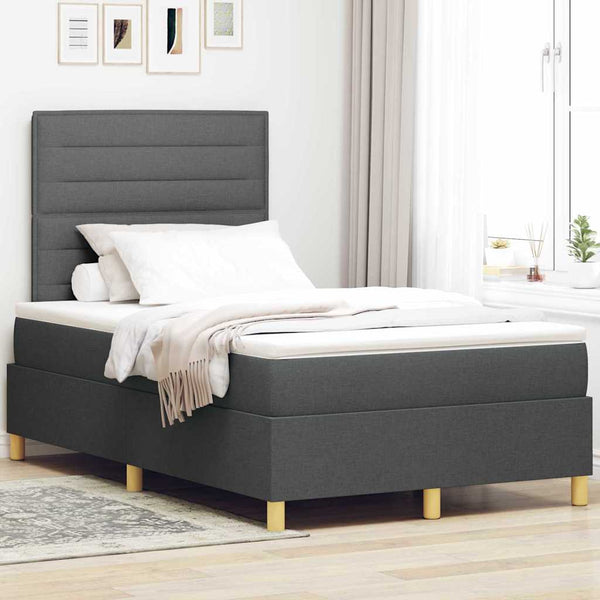 LED Boxspringbett mit Matratze Dunkelgrau 120x190