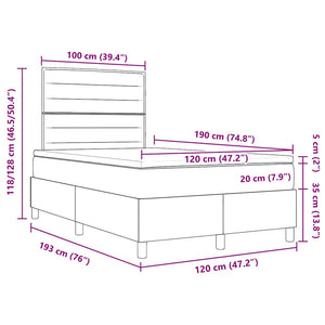 LED Boxspringbett mit Matratze Dunkelgrau 120x190