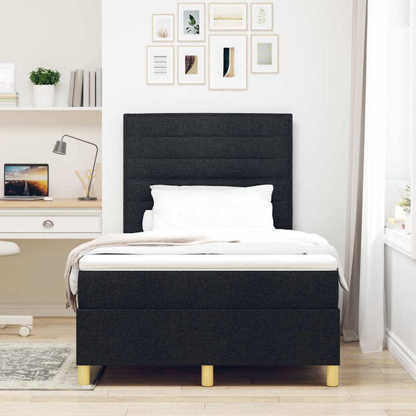 vidaXL Lit coffre à LED avec matelas noir 120 x 190 cm tissu