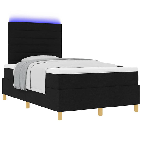 vidaXL Lit coffre à LED avec matelas noir 120 x 190 cm tissu