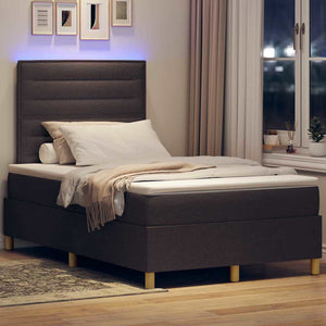 vidaXL Lit boxspring à LED avec matelas marron foncé 120 x 190 cm Tissu
