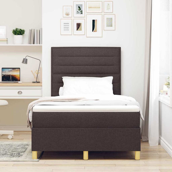 vidaXL Lit boxspring à LED avec matelas marron foncé 120 x 190 cm Tissu