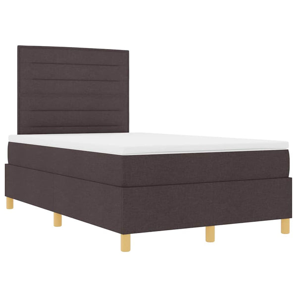 vidaXL Lit boxspring à LED avec matelas marron foncé 120 x 190 cm Tissu