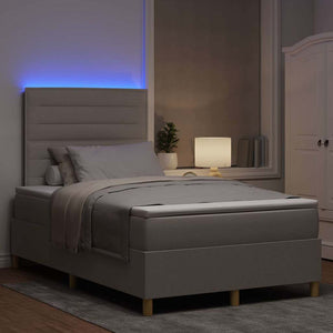 vidaXL Lit coffre à LED avec matelas taupe 120 x 190 cm Tissu