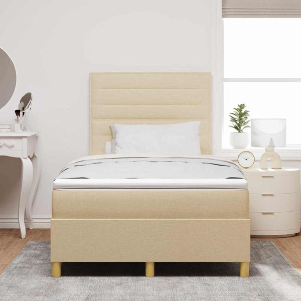LED Boxspringbett Creme mit Matratze 120x190 cm