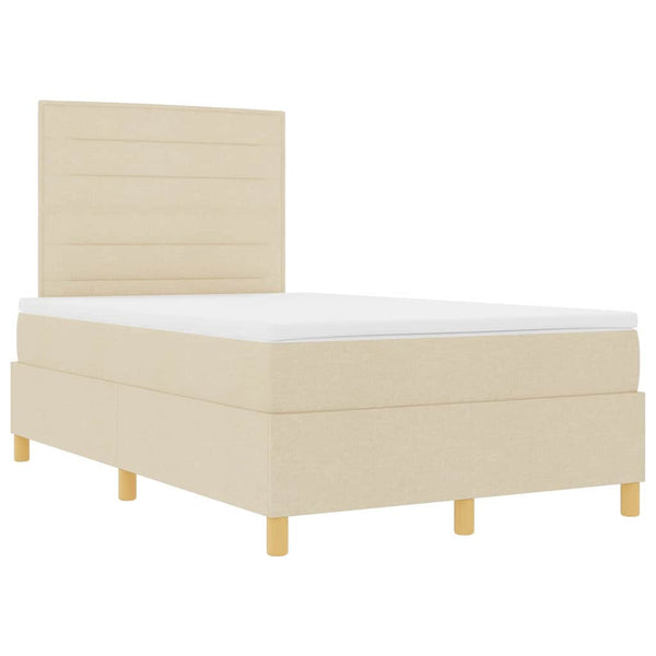 LED Boxspringbett Creme mit Matratze 120x190 cm