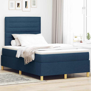 LED Boxspringbett Blau mit Matratze 120x190 cm
