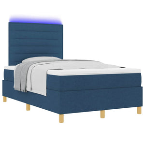 LED Boxspringbett Blau mit Matratze 120x190 cm