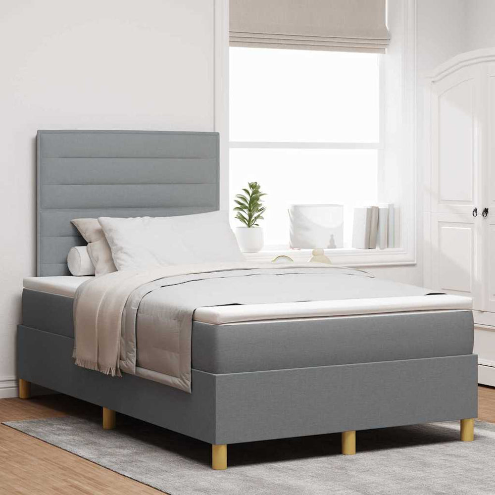 vidaXL Lit coffre à LED avec matelas Gris clair 120 x 200 cm Tissu