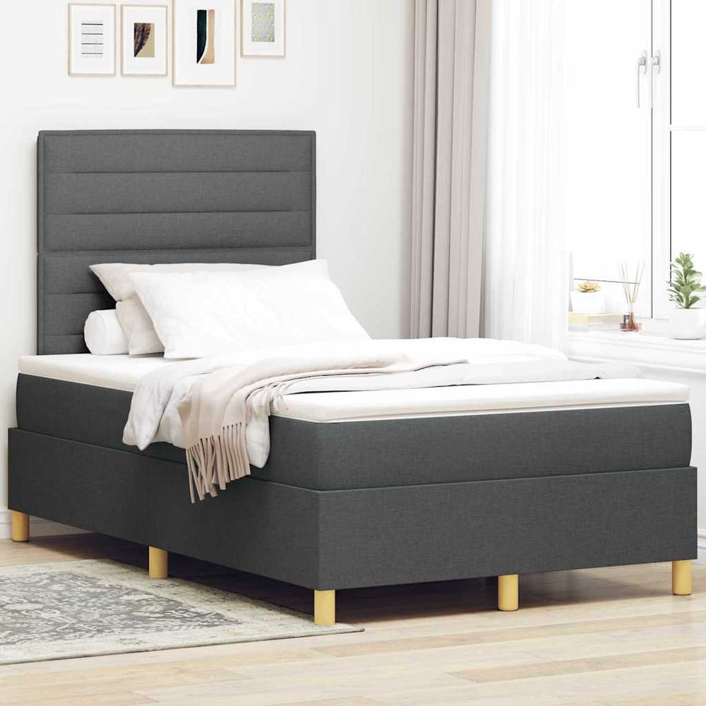 LED Boxspringbett mit Matratze 120x200 cm Dunkelgrau