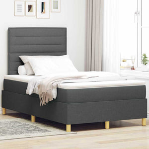LED Boxspringbett mit Matratze 120x200 cm Dunkelgrau
