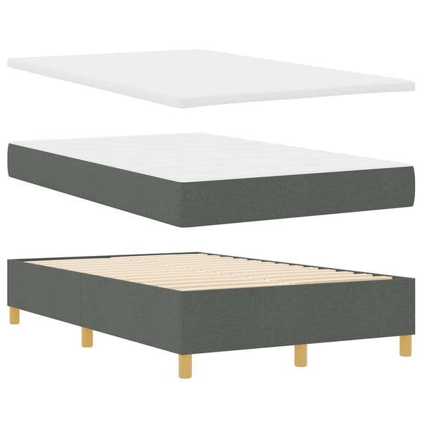LED Boxspringbett mit Matratze 120x200 cm Dunkelgrau