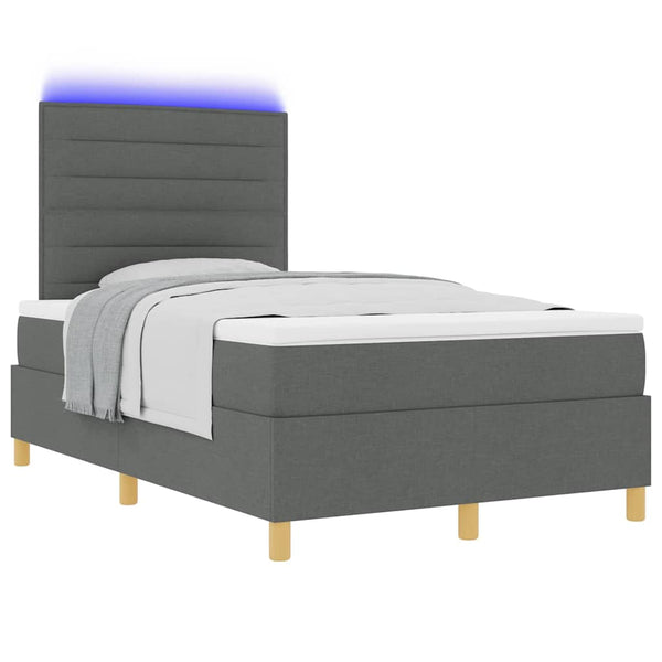 LED Boxspringbett mit Matratze 120x200 cm Dunkelgrau