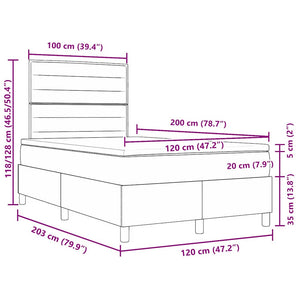 LED Boxspringbett mit Matratze 120x200 cm