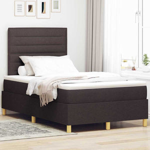 vidaXL Lit coffre à LED avec matelas Marron foncé 120 x 200 cm Tissu