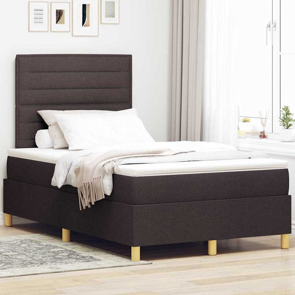 vidaXL Lit coffre à LED avec matelas Marron foncé 120 x 200 cm Tissu