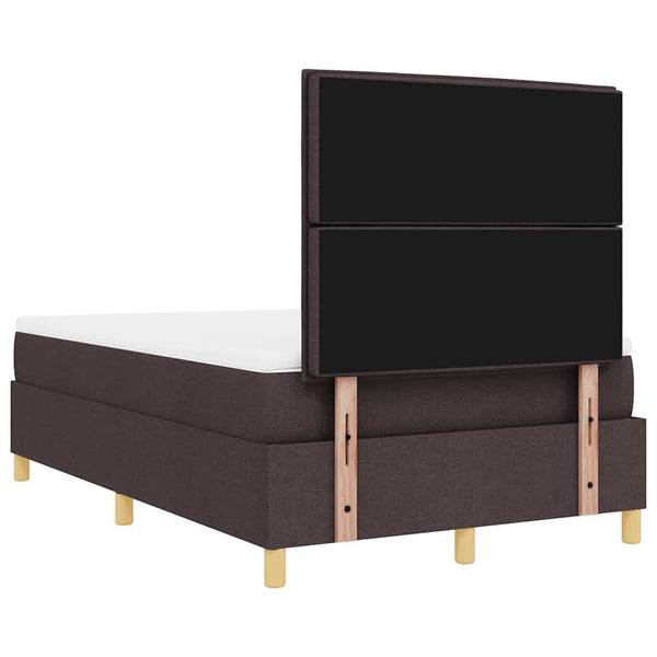 vidaXL Lit coffre à LED avec matelas Marron foncé 120 x 200 cm Tissu