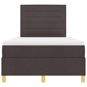 vidaXL Lit coffre à LED avec matelas Marron foncé 120 x 200 cm Tissu