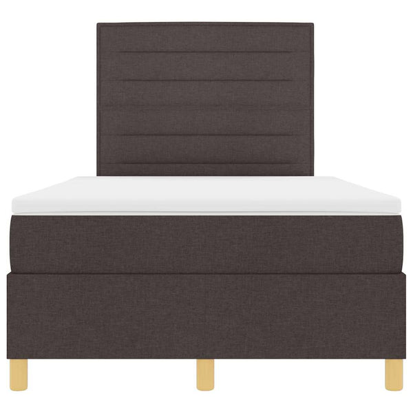 vidaXL Lit coffre à LED avec matelas Marron foncé 120 x 200 cm Tissu
