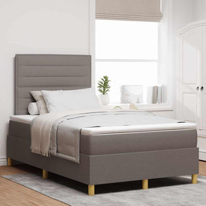 vidaXL Lit boxspring à LED avec matelas taupe 120 x 200 cm Tissu