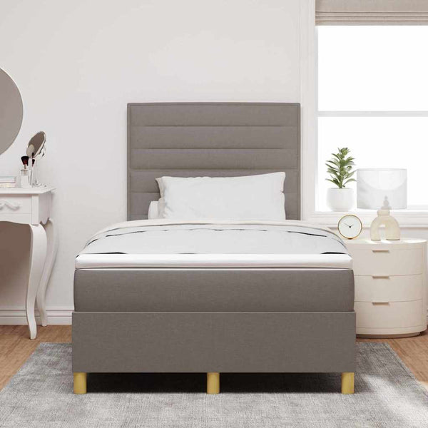 vidaXL Lit boxspring à LED avec matelas taupe 120 x 200 cm Tissu
