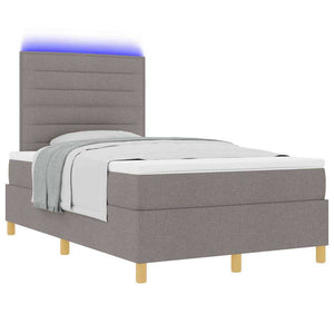 vidaXL Lit boxspring à LED avec matelas taupe 120 x 200 cm Tissu