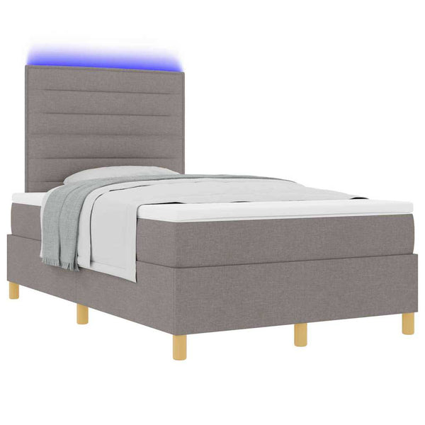 vidaXL Lit boxspring à LED avec matelas taupe 120 x 200 cm Tissu