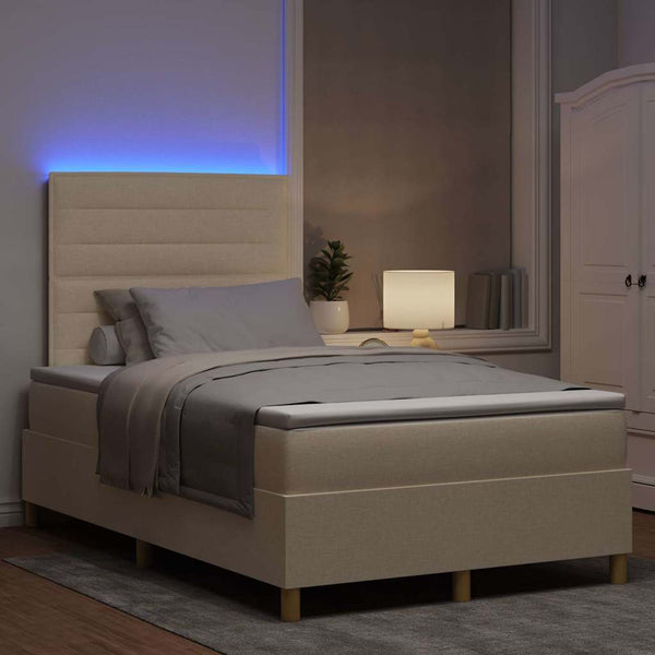 LED Boxspringbett Creme 120x200 cm