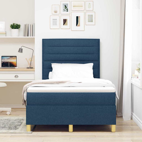 vidaXL Lit coffre à LED avec matelas Bleu 120 x 200 cm Tissu