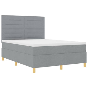 LED Boxspringbett mit Matratze Hellgrau 140x190 cm