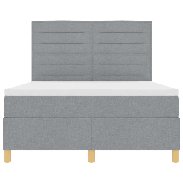 LED Boxspringbett mit Matratze Hellgrau 140x190 cm