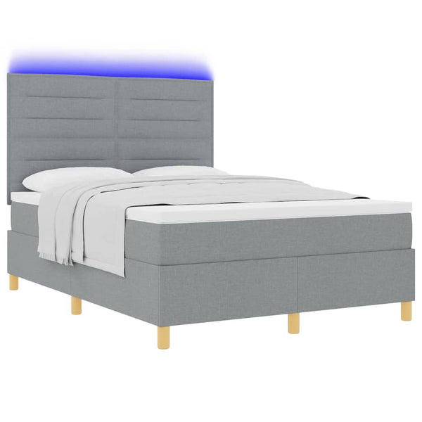 LED Boxspringbett mit Matratze Hellgrau 140x190 cm