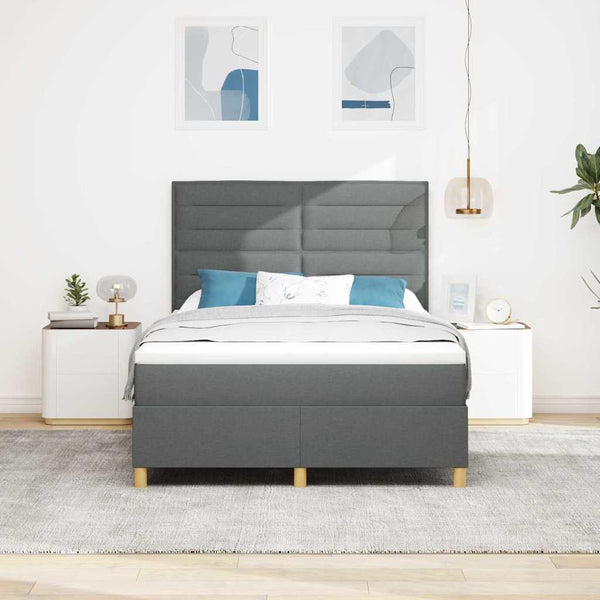 LED Boxspringbett mit Matratze Dunkelgrau 140x190 cm