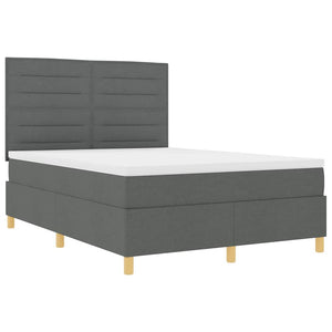 LED Boxspringbett mit Matratze Dunkelgrau 140x190 cm