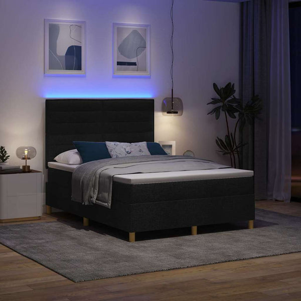 LED Boxspringbett mit Matratze 140x190 cm Schwarz
