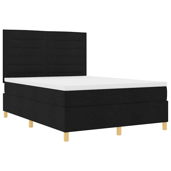 LED Boxspringbett mit Matratze 140x190 cm Schwarz