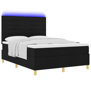 LED Boxspringbett mit Matratze 140x190 cm Schwarz