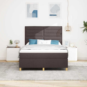 vidaXL Lit boxspring LED avec matelas marron foncé 140 x 190 cm Tissu