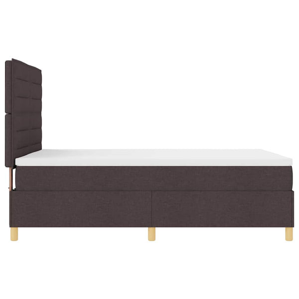 vidaXL Lit boxspring LED avec matelas marron foncé 140 x 190 cm Tissu