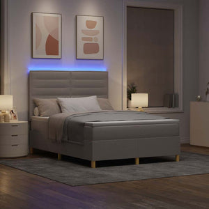vidaXL Lit boxspring LED avec matelas taupe 140 x 190 cm tissu